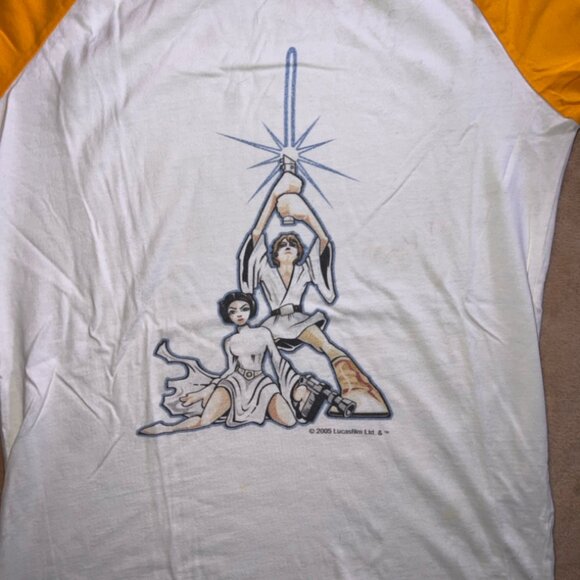 Star Wars Sport Tek Sz Small Graphic Sports Tee Cream Mustard 3/4 Sleeve (S) - Picture 2 of 6